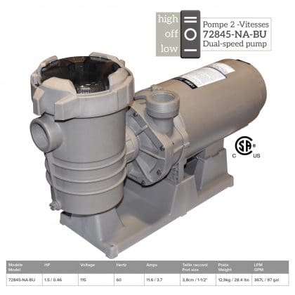 Dual speed above ground pump 1,5 HP